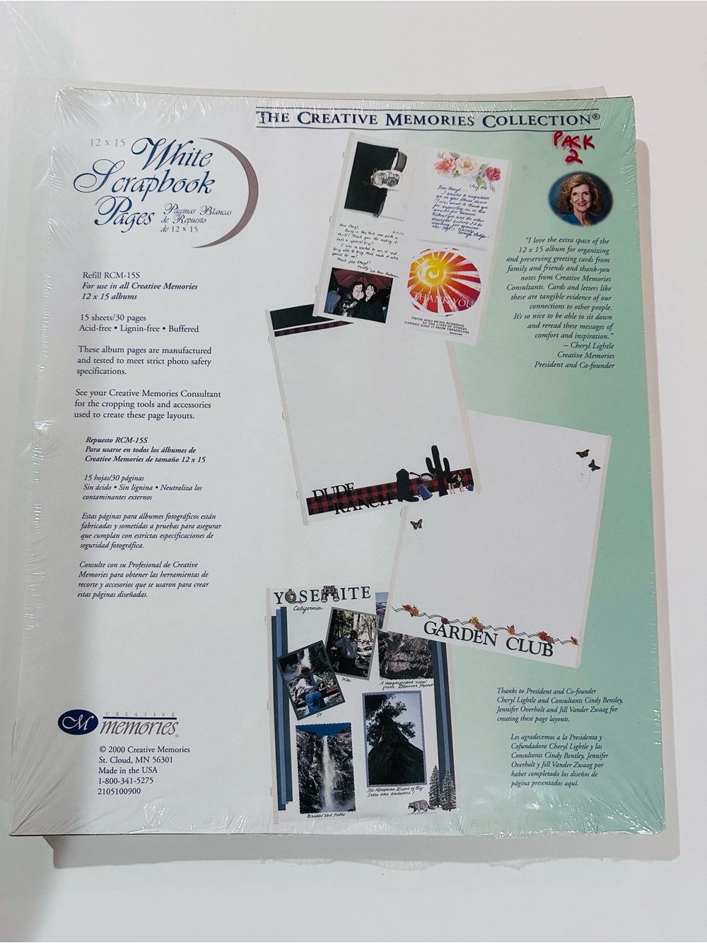 PACK 2 Creative Memories 12x15 REFILL White Scrapbook Pages